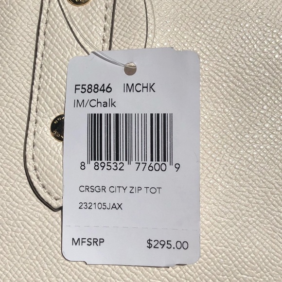 ❗️SALE❗️Coach NWT Cream Leather Tote Bag - Picture 6 of 8